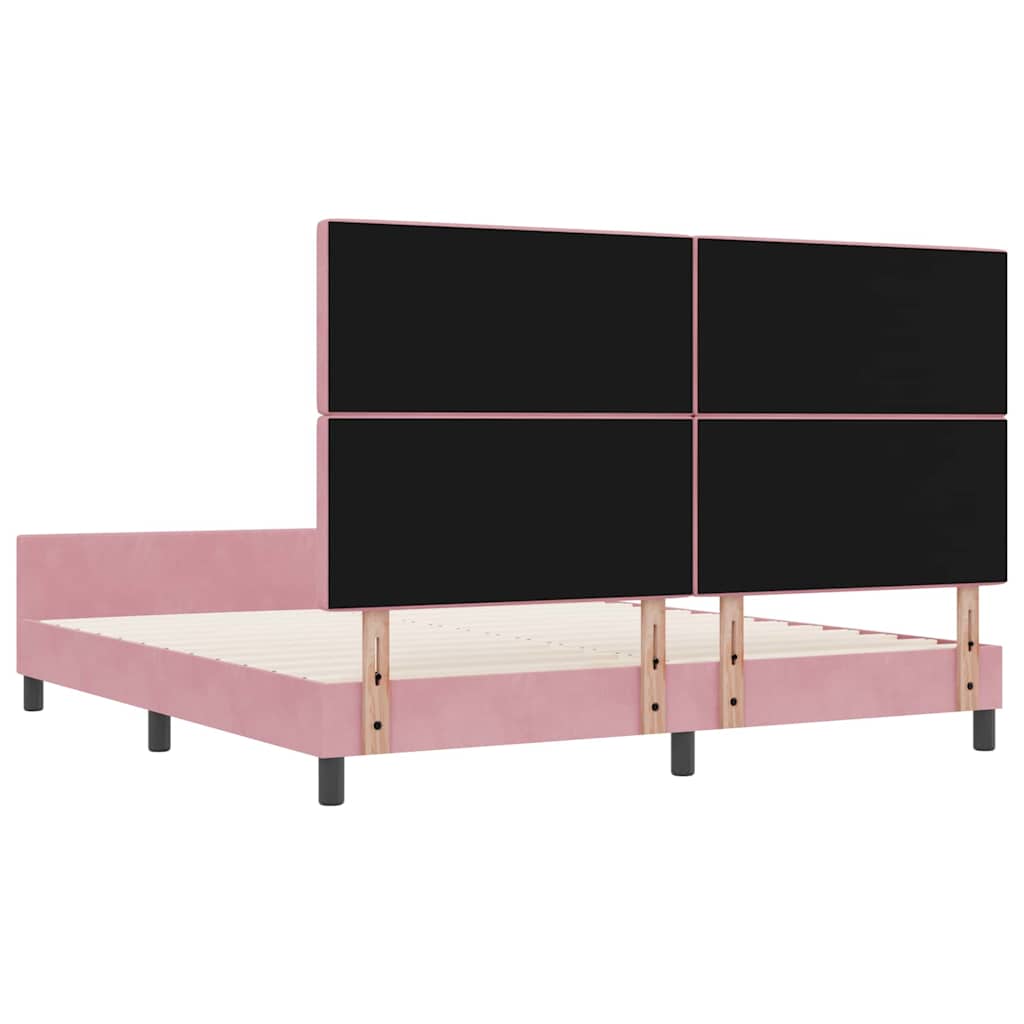 Κρεβάτι με ελατήρια με κεφαλάρι Ροζ 180 x 200 cm Βελούδο - Pakobazaar