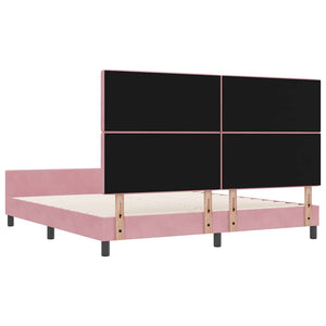 Κρεβάτι με ελατήρια με κεφαλάρι Ροζ 180 x 200 cm Βελούδο - Pakobazaar