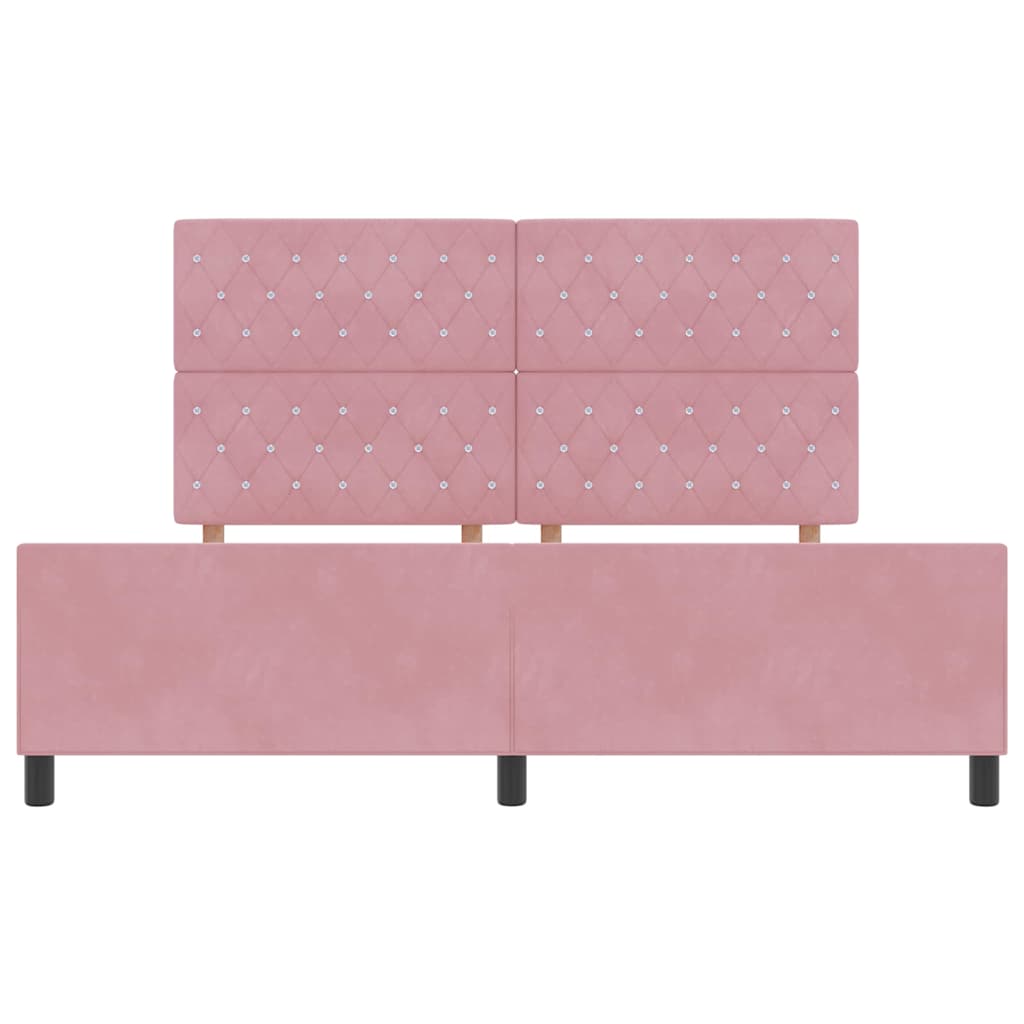 Κρεβάτι με ελατήρια με κεφαλάρι Ροζ 180 x 200 cm Βελούδο - Pakobazaar