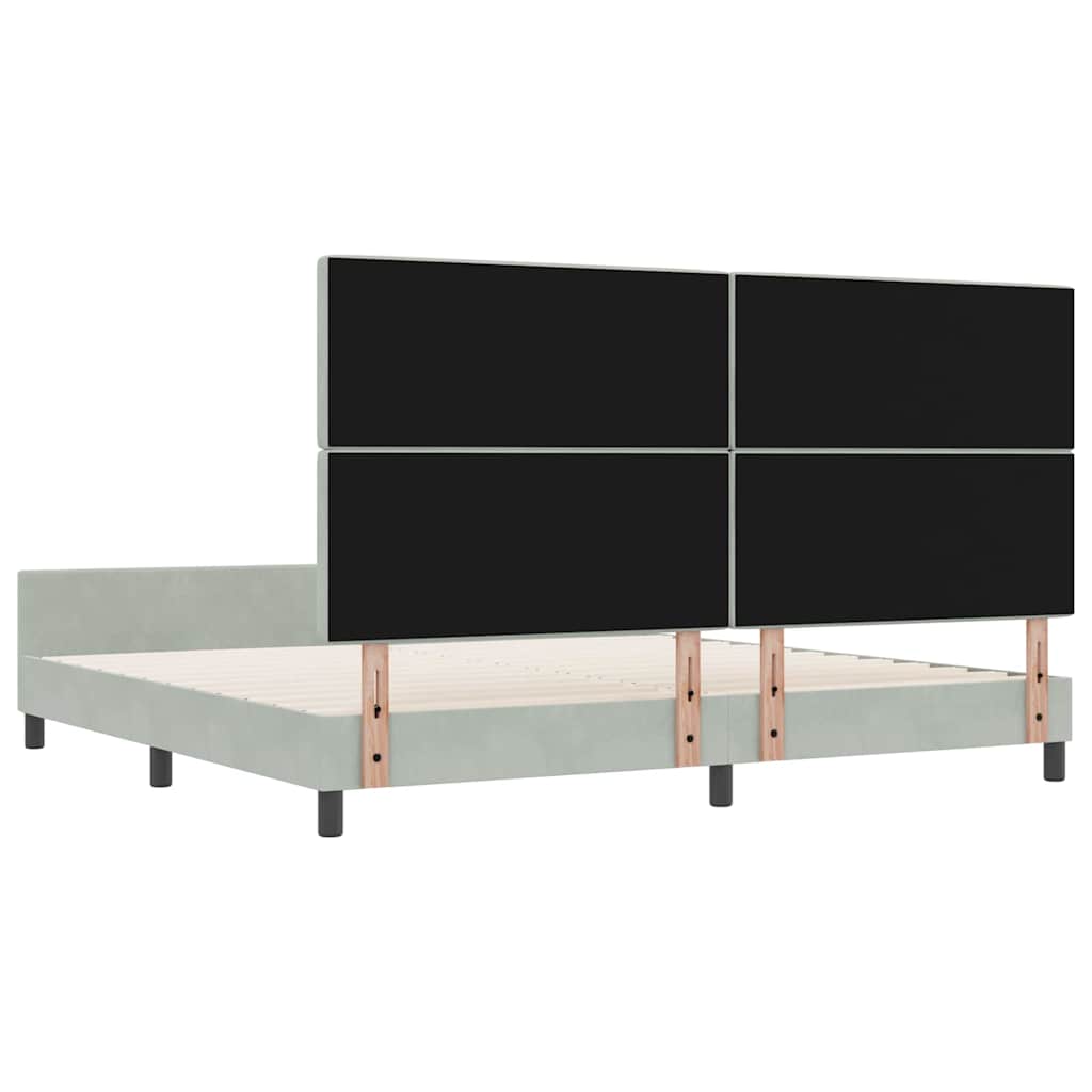Κρεβάτι με ελατήρια Ανοιχτό γκρι 200 x 200 cm Βελούδο