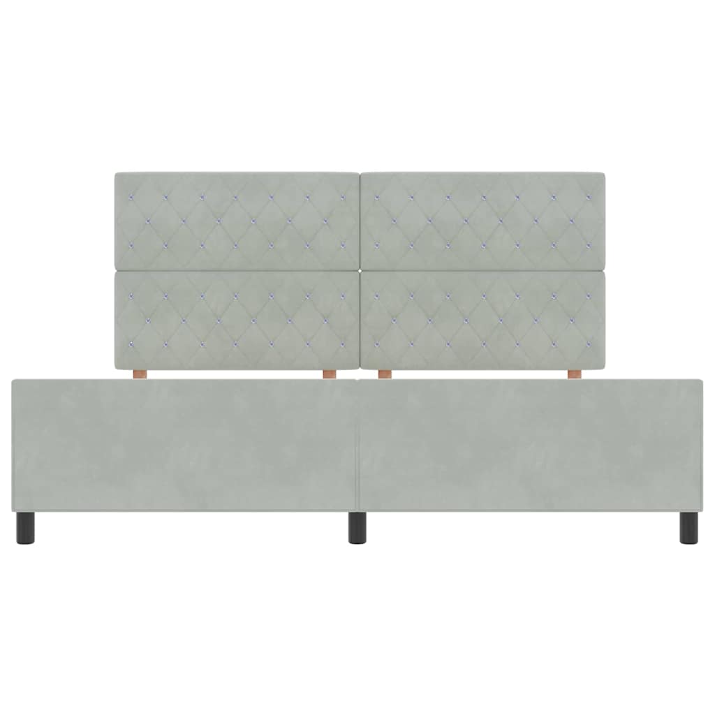 Κρεβάτι με ελατήρια Ανοιχτό γκρι 200 x 200 cm Βελούδο