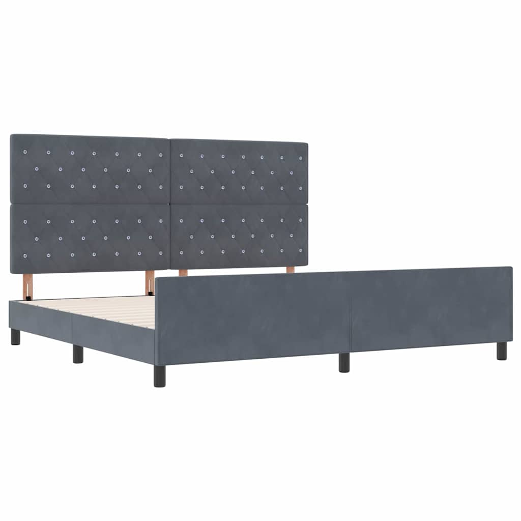 Κρεβάτι με ελατήρια Σκούρο γκρι 200 x 200 cm Βελούδο - Pakobazaar