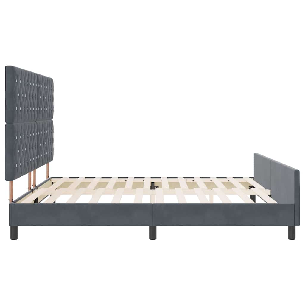 Κρεβάτι με ελατήρια Σκούρο γκρι 200 x 200 cm Βελούδο - Pakobazaar
