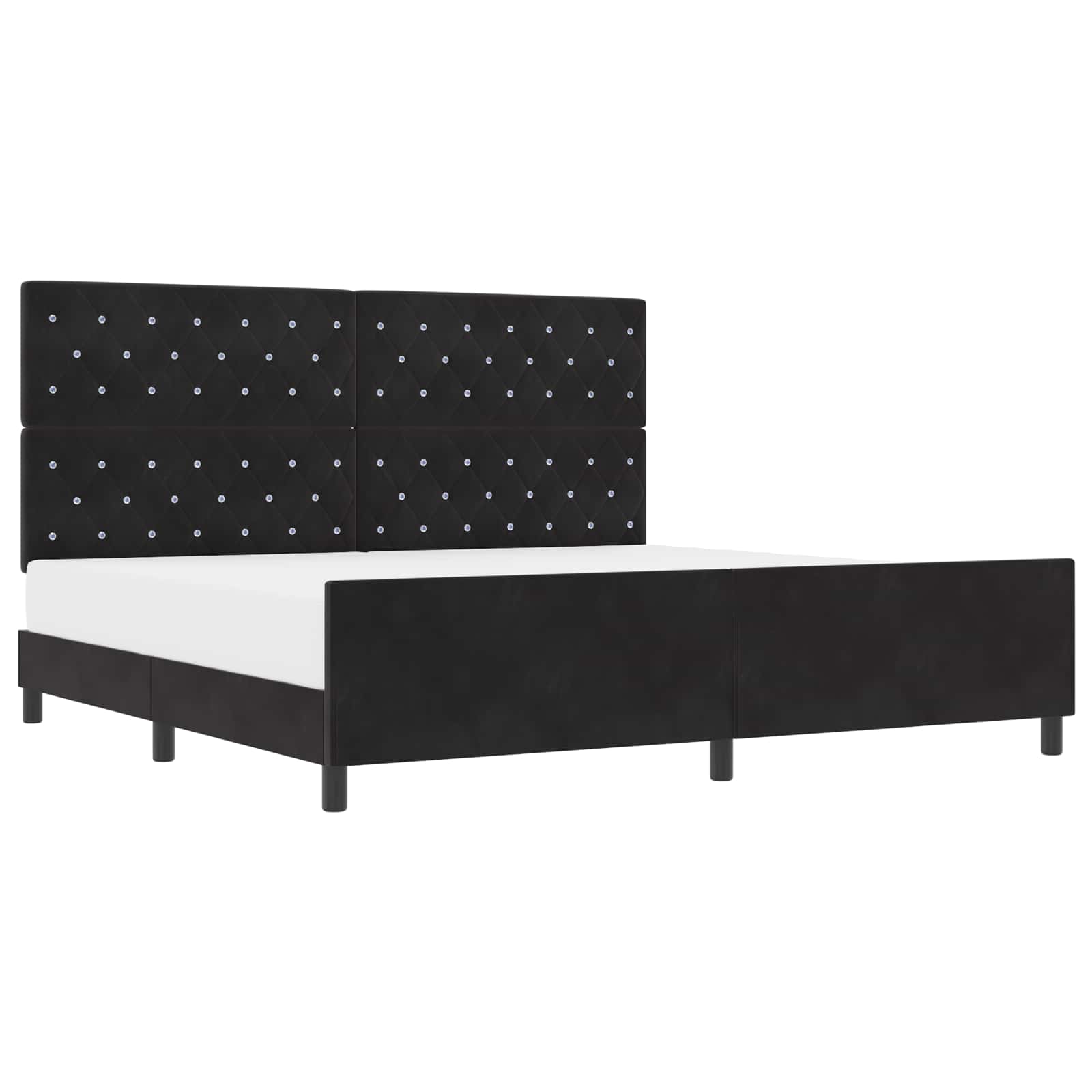 Κρεβάτι με ελατήρια με κεφαλάρι Μαύρο 200 x 200 cm Βελούδο - Pakobazaar