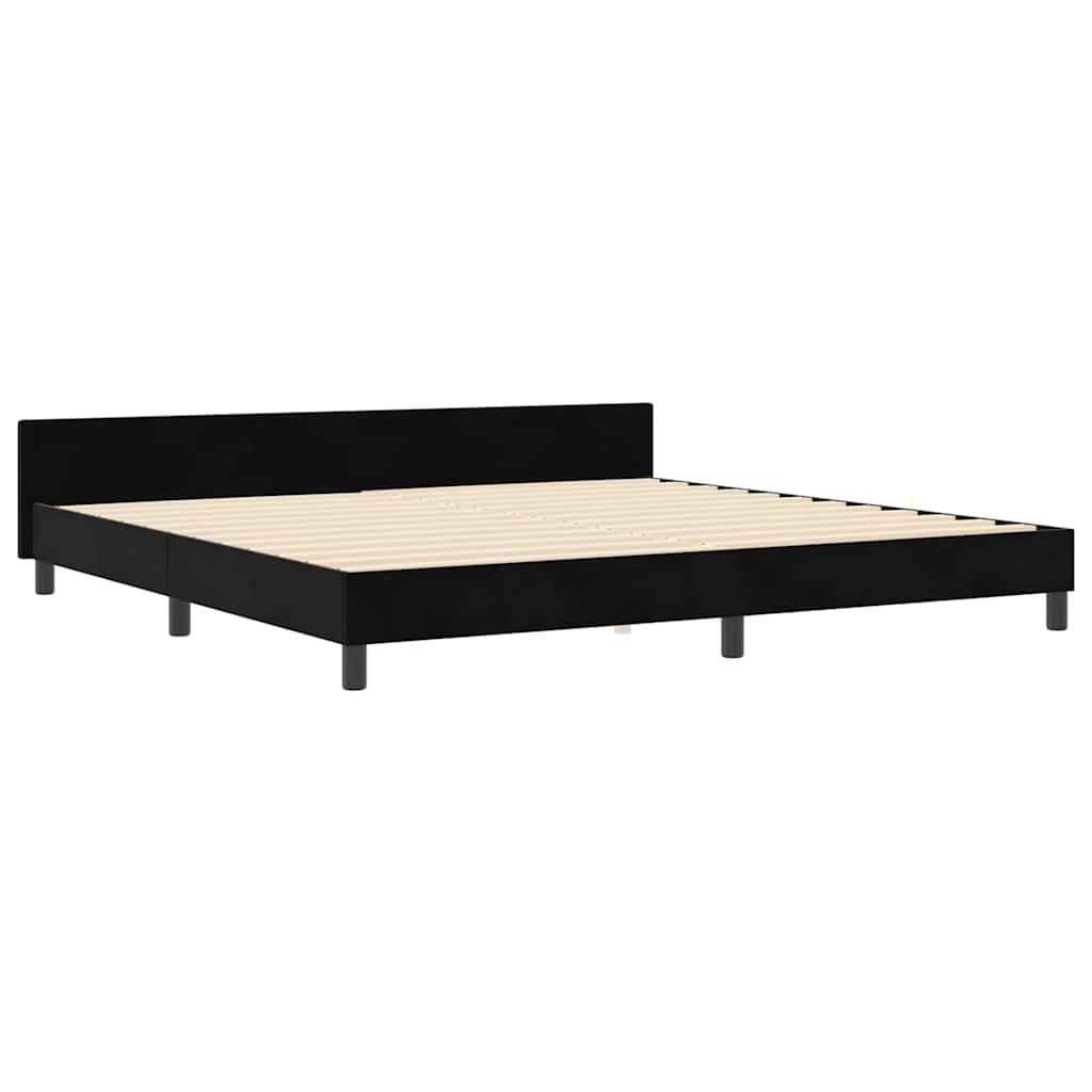 Κρεβάτι με ελατήρια με κεφαλάρι Μαύρο 200 x 200 cm Βελούδο - Pakobazaar