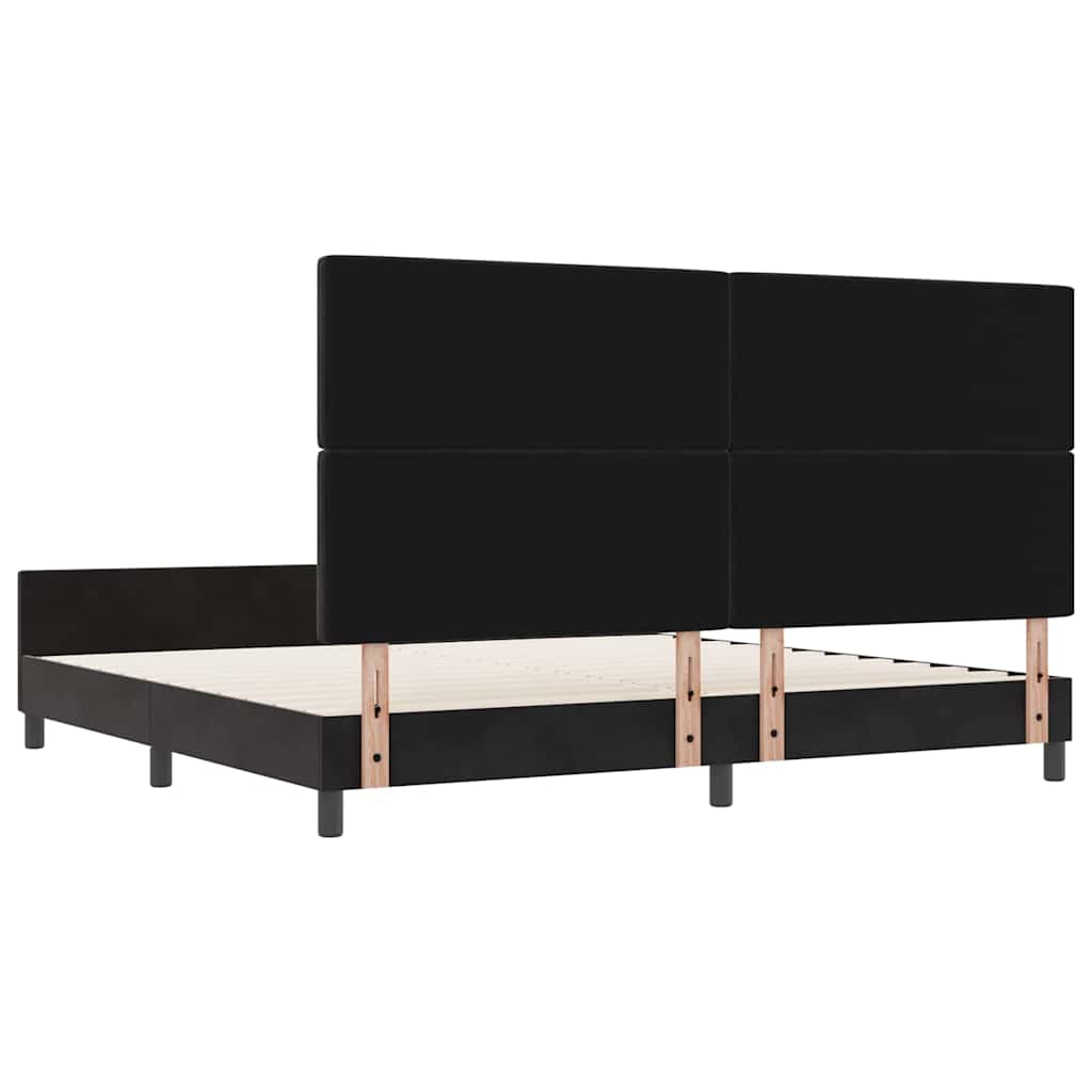 Κρεβάτι με ελατήρια με κεφαλάρι Μαύρο 200 x 200 cm Βελούδο - Pakobazaar