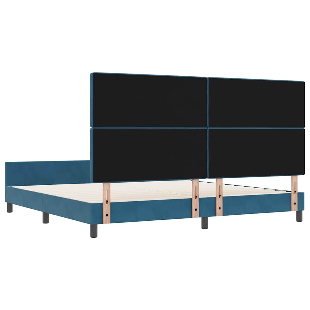 Κρεβάτι με ελατήρια Σκούρο Μπλε 200 x 200 cm Βελούδο - Pakobazaar
