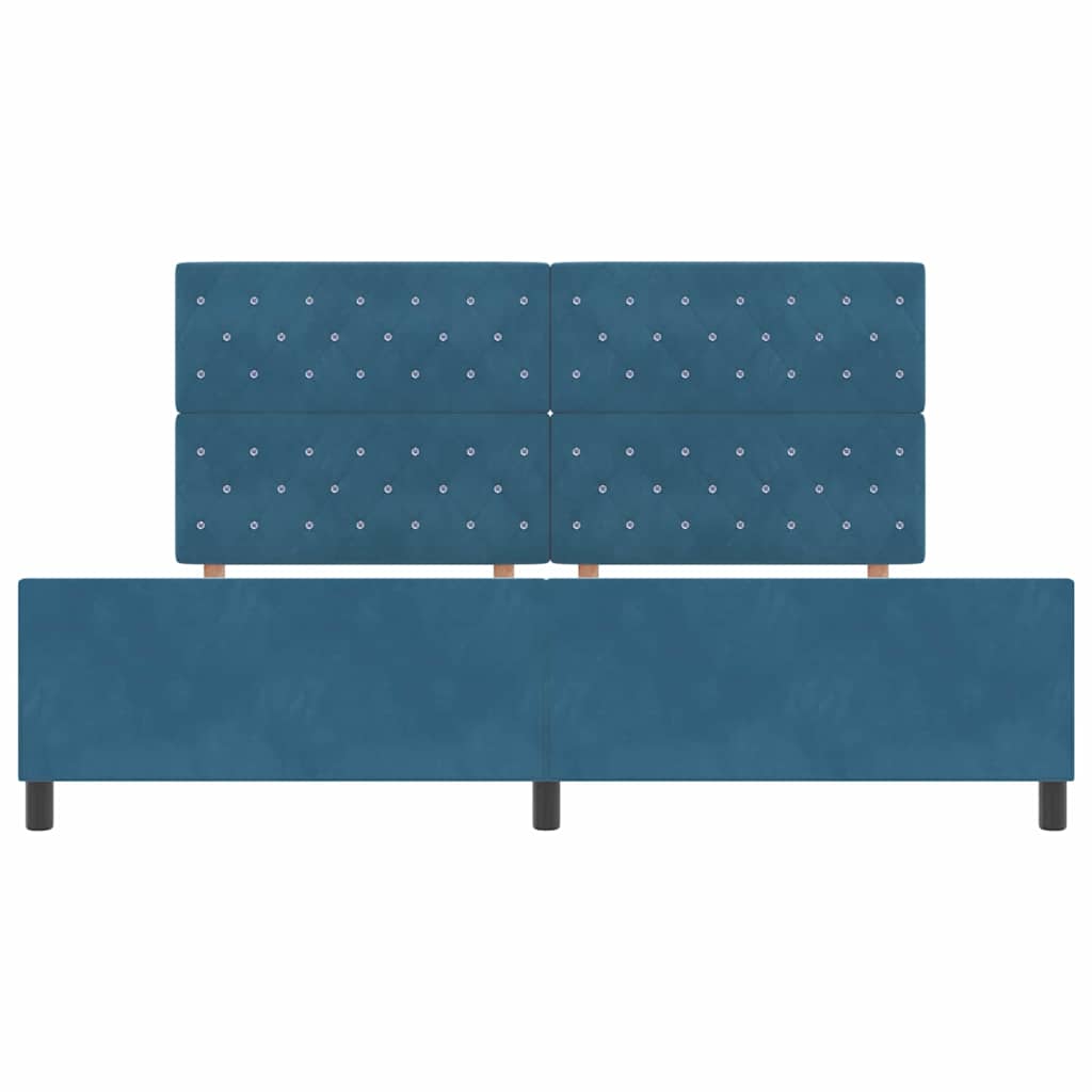 Κρεβάτι με ελατήρια Σκούρο Μπλε 200 x 200 cm Βελούδο - Pakobazaar