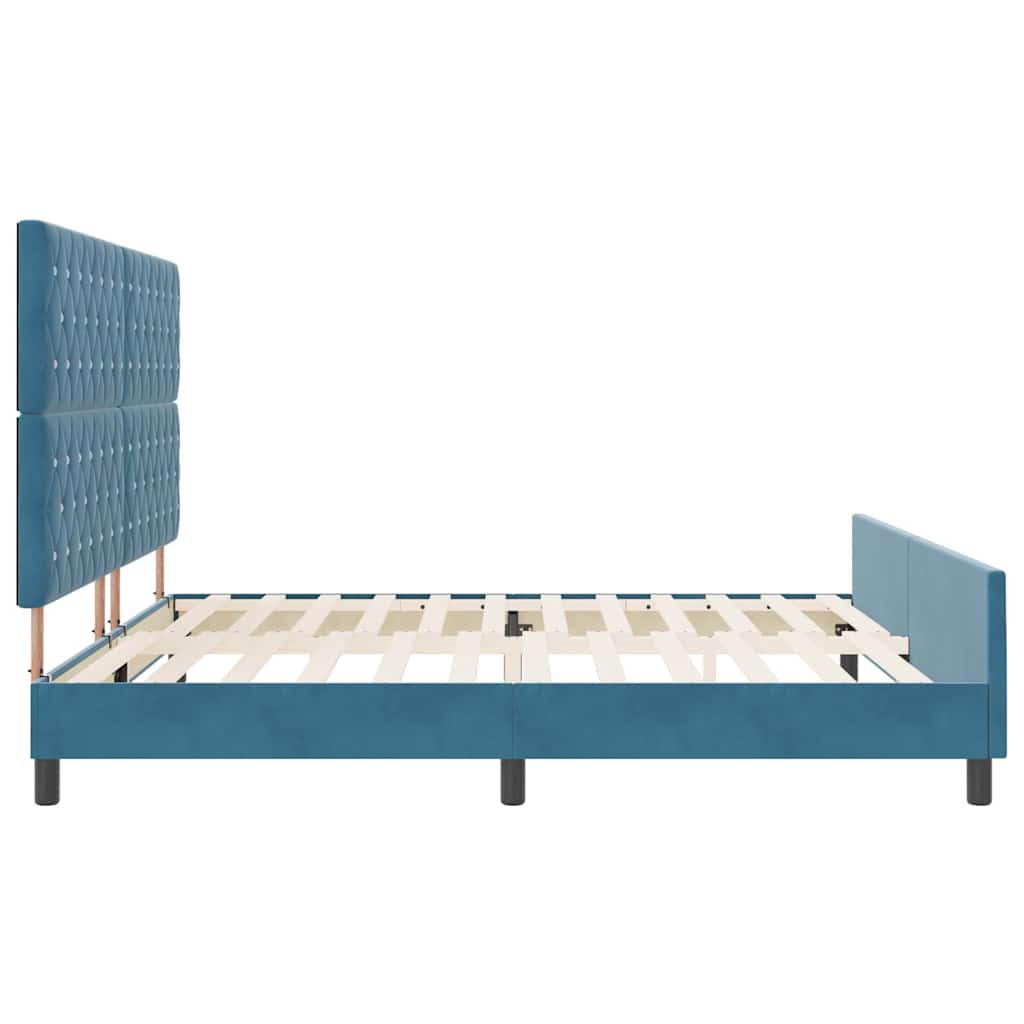 Κρεβάτι με ελατήρια Σκούρο Μπλε 200 x 200 cm Βελούδο - Pakobazaar
