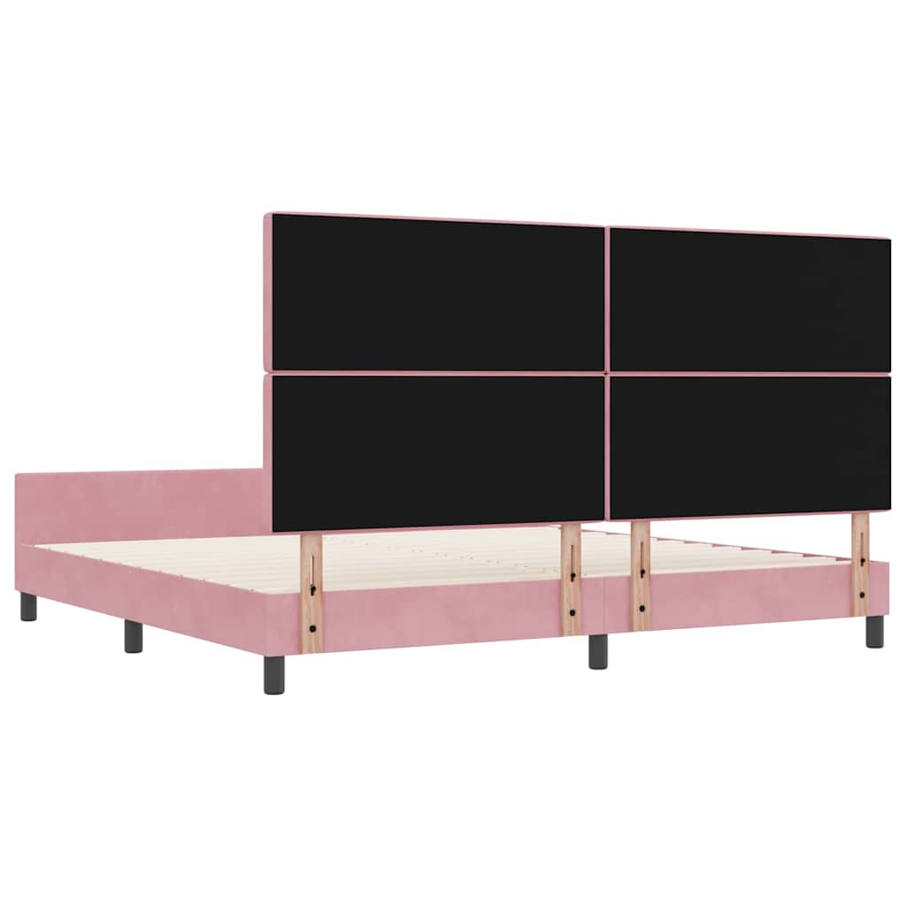 Κρεβάτι με ελατήρια με κεφαλάρι Ροζ 200 x 200 cm Βελούδο - Pakobazaar
