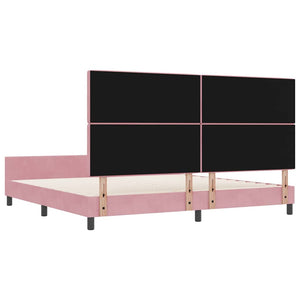 Κρεβάτι με ελατήρια με κεφαλάρι Ροζ 200 x 200 cm Βελούδο - Pakobazaar