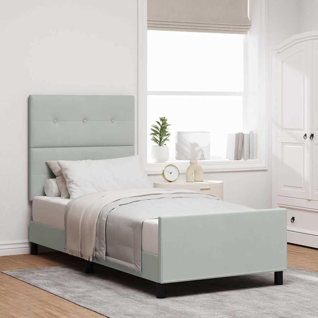 Κρεβάτι με ελατήρια Ανοιχτό γκρι 80 x 200 cm Βελούδο