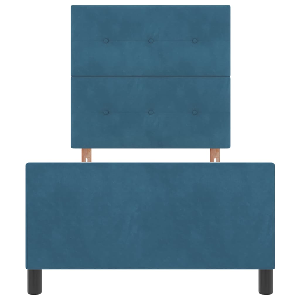 Κρεβάτι με ελατήρια Σκούρο Μπλε 100 x 200 cm Βελούδο - Pakobazaar