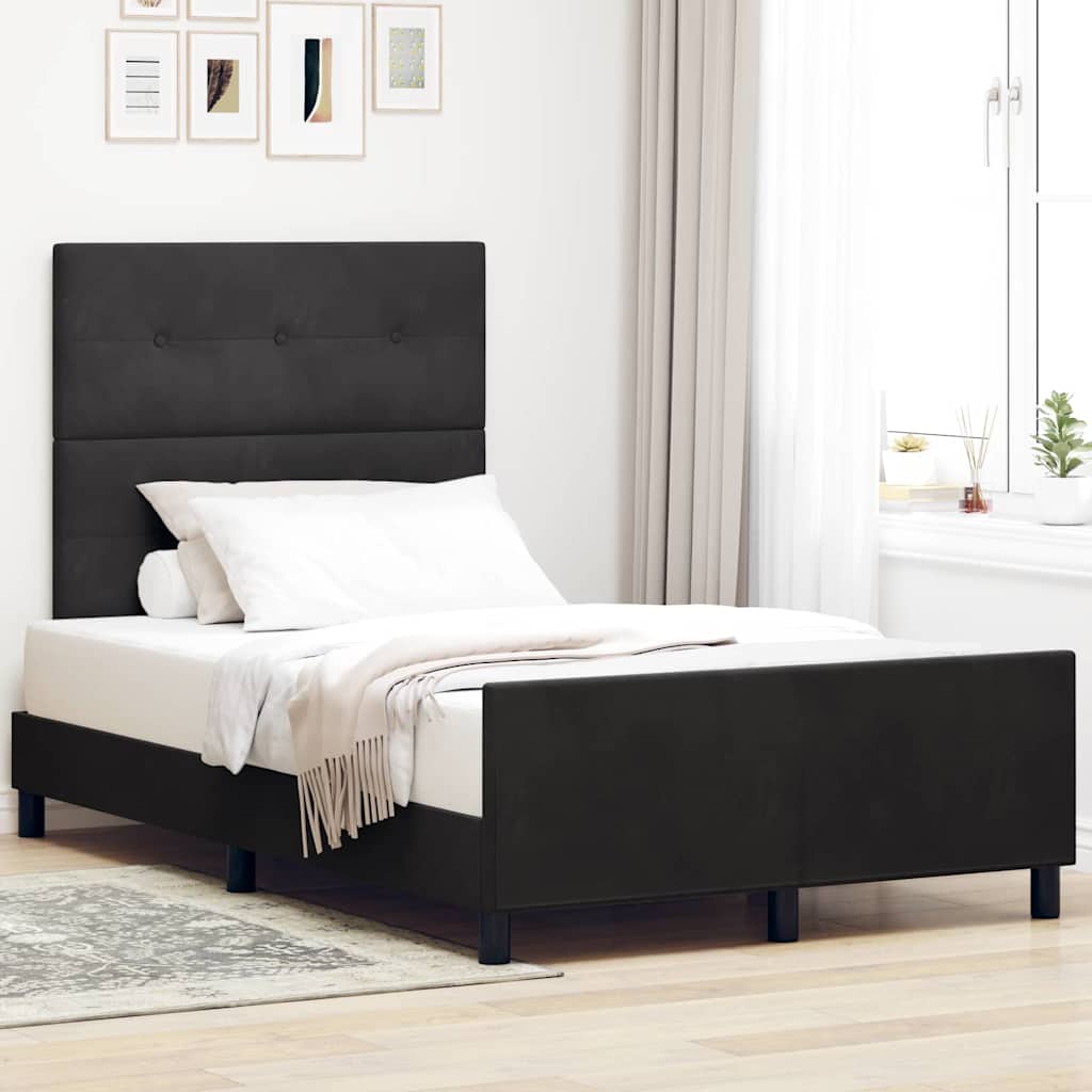 Κρεβάτι με ελατήρια με κεφαλάρι Μαύρο 120 x 190 cm Βελούδο