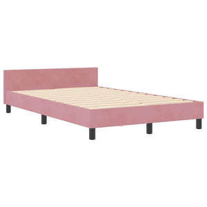 Κρεβάτι με ελατήρια με κεφαλάρι Ροζ 120 x 200 cm Βελούδο - Pakobazaar