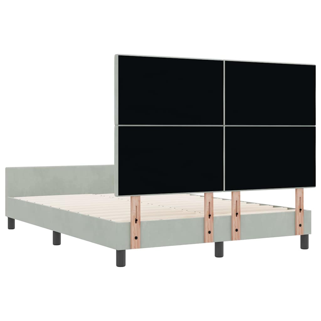 Κρεβάτι με ελατήρια Ανοιχτό γκρι 140 x 190 cm Βελούδο - Pakobazaar