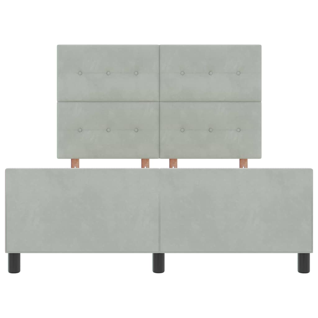 Κρεβάτι με ελατήρια Ανοιχτό γκρι 140 x 190 cm Βελούδο - Pakobazaar