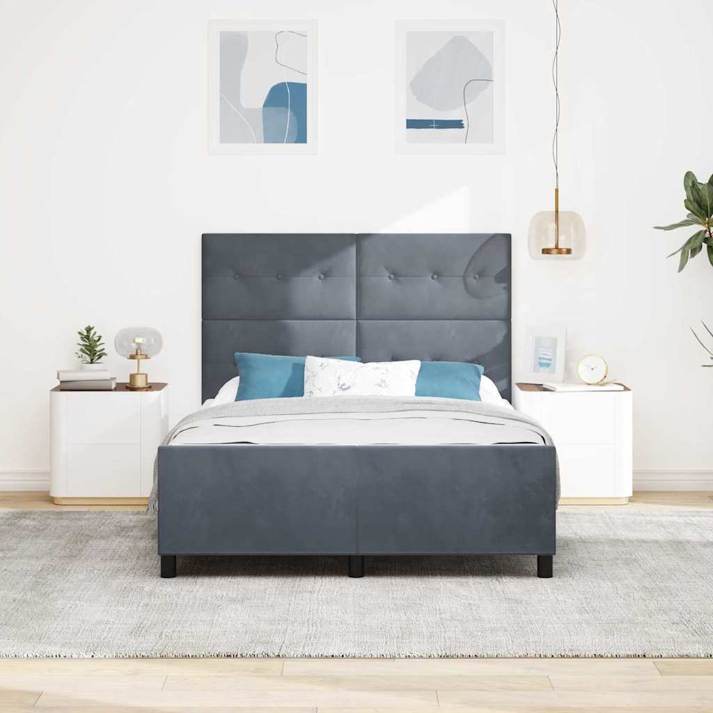 Κρεβάτι με ελατήρια Σκούρο γκρι 140 x 190 cm Βελούδο