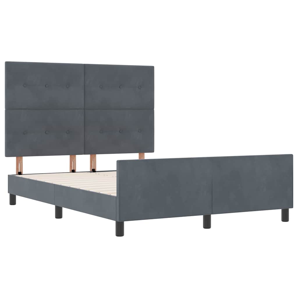 Κρεβάτι με ελατήρια Σκούρο γκρι 140 x 190 cm Βελούδο