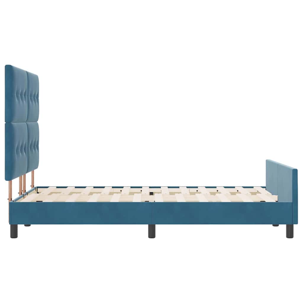 Κρεβάτι με ελατήρια Σκούρο Μπλε 140 x 190 cm Βελούδο