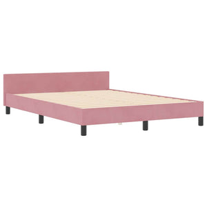 Κρεβάτι με ελατήρια με κεφαλάρι Ροζ 140 x 190 cm Βελούδο