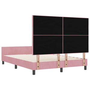 Κρεβάτι με ελατήρια με κεφαλάρι Ροζ 140 x 190 cm Βελούδο