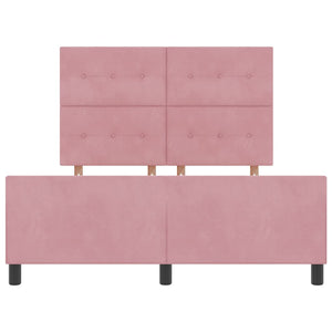 Κρεβάτι με ελατήρια με κεφαλάρι Ροζ 140 x 190 cm Βελούδο