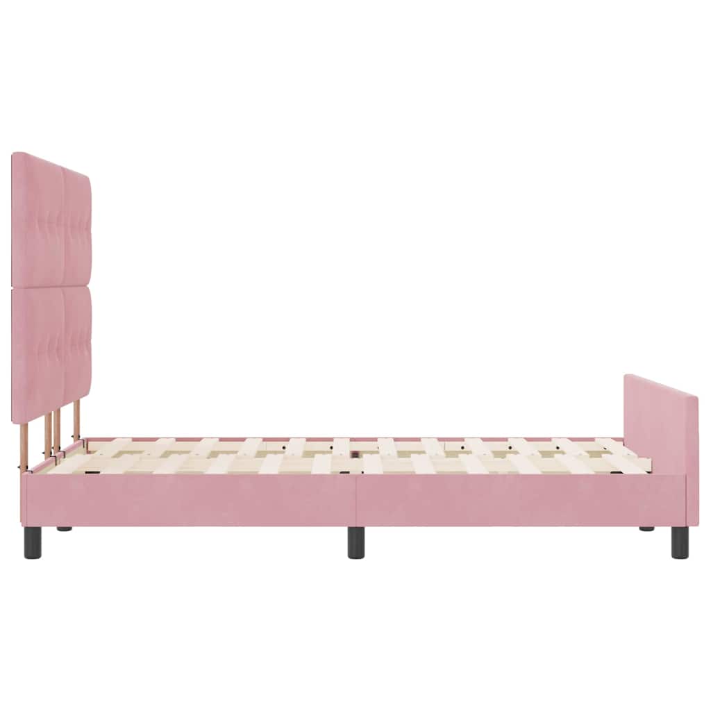 Κρεβάτι με ελατήρια με κεφαλάρι Ροζ 140 x 190 cm Βελούδο