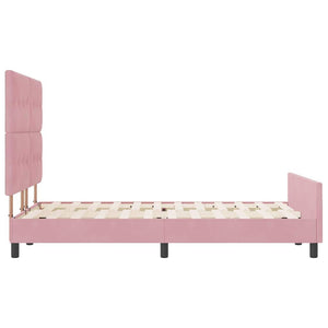 Κρεβάτι με ελατήρια με κεφαλάρι Ροζ 140 x 190 cm Βελούδο