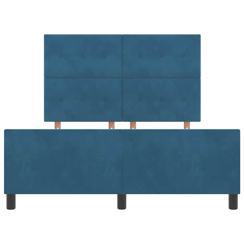 Κρεβάτι με ελατήρια Σκούρο Μπλε 140 x 200 cm Βελούδο