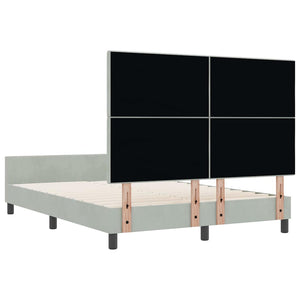 Κρεβάτι με ελατήρια Ανοιχτό γκρι 160 x 200 cm Βελούδο