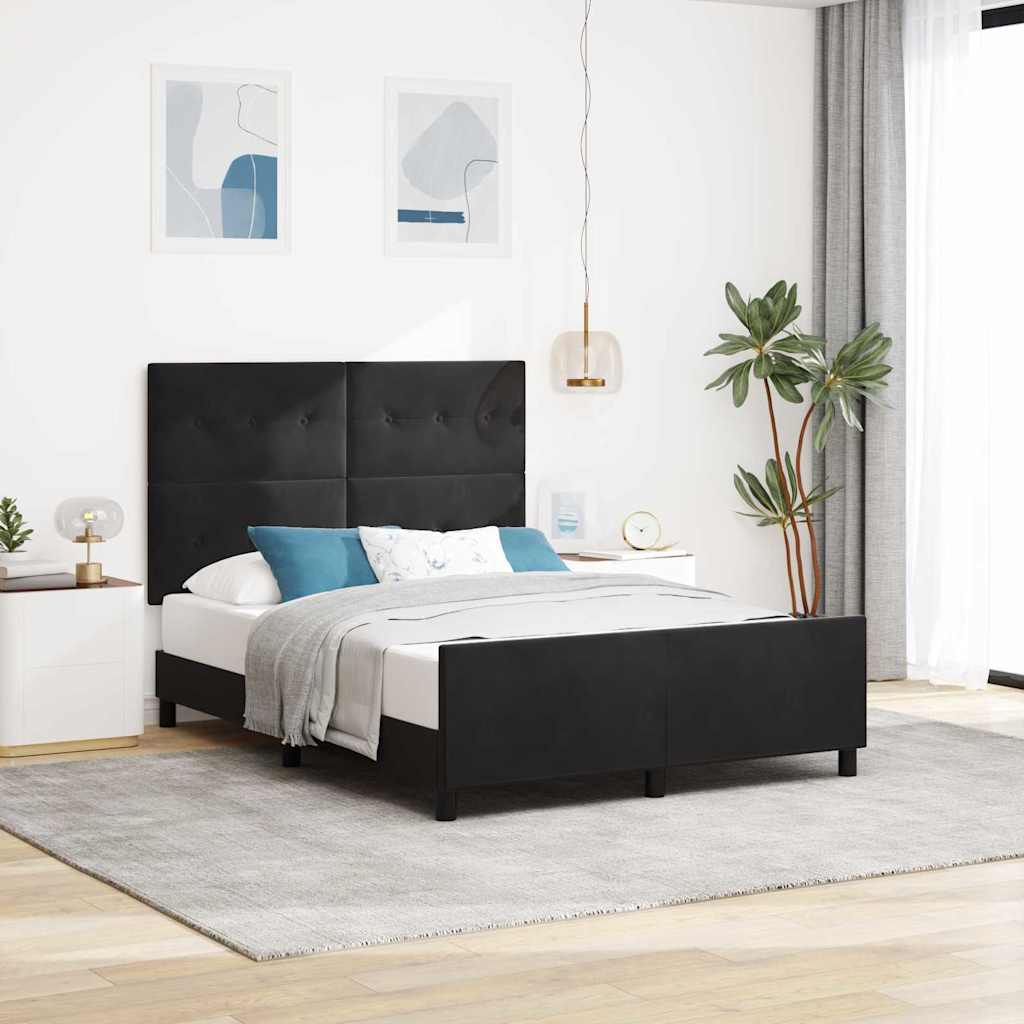 Κρεβάτι με ελατήρια με κεφαλάρι Μαύρο 160 x 200 cm Βελούδο - Pakobazaar