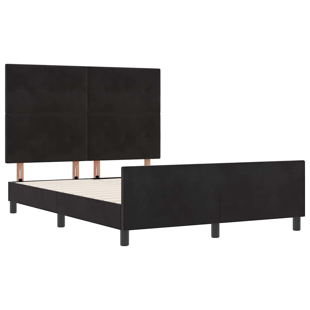 Κρεβάτι με ελατήρια με κεφαλάρι Μαύρο 160 x 200 cm Βελούδο - Pakobazaar
