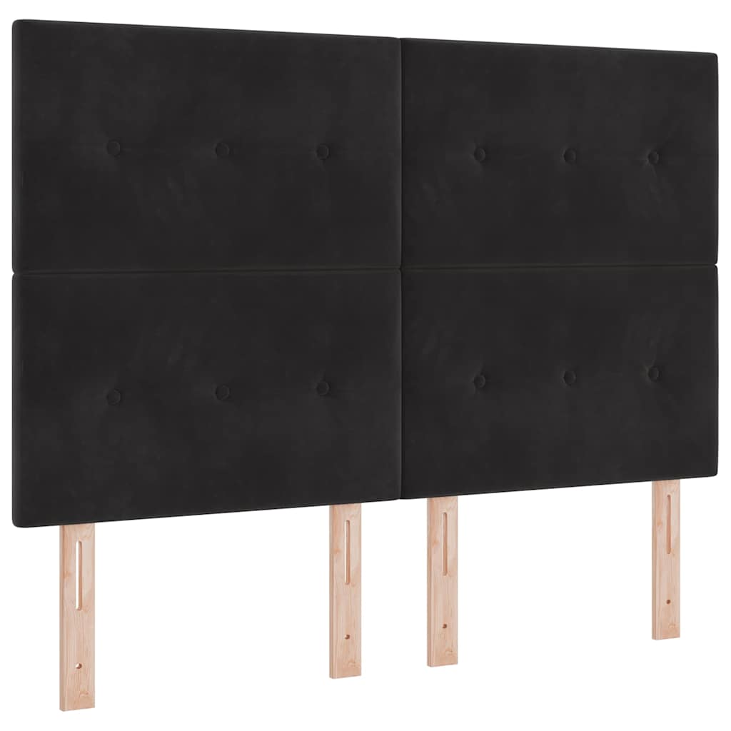 Κρεβάτι με ελατήρια με κεφαλάρι Μαύρο 160 x 200 cm Βελούδο - Pakobazaar