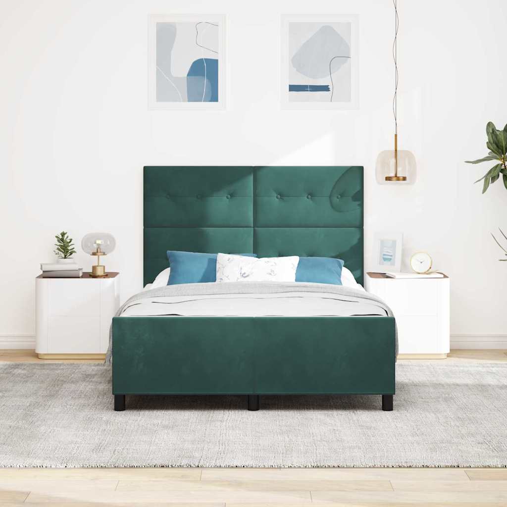 Κρεβάτι με ελατήρια Σκούρο Πράσινο 160 x 200 cm Βελούδο - Pakobazaar