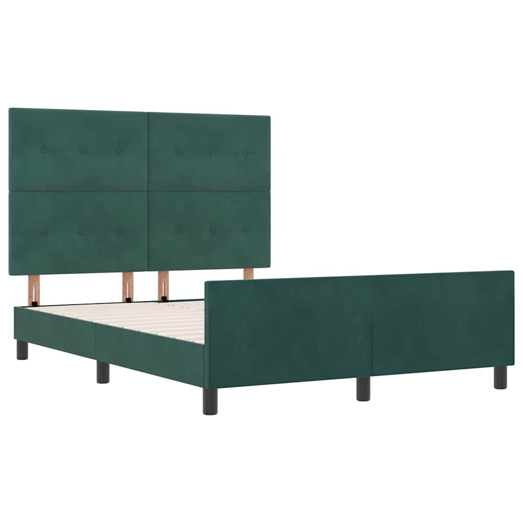 Κρεβάτι με ελατήρια Σκούρο Πράσινο 160 x 200 cm Βελούδο - Pakobazaar