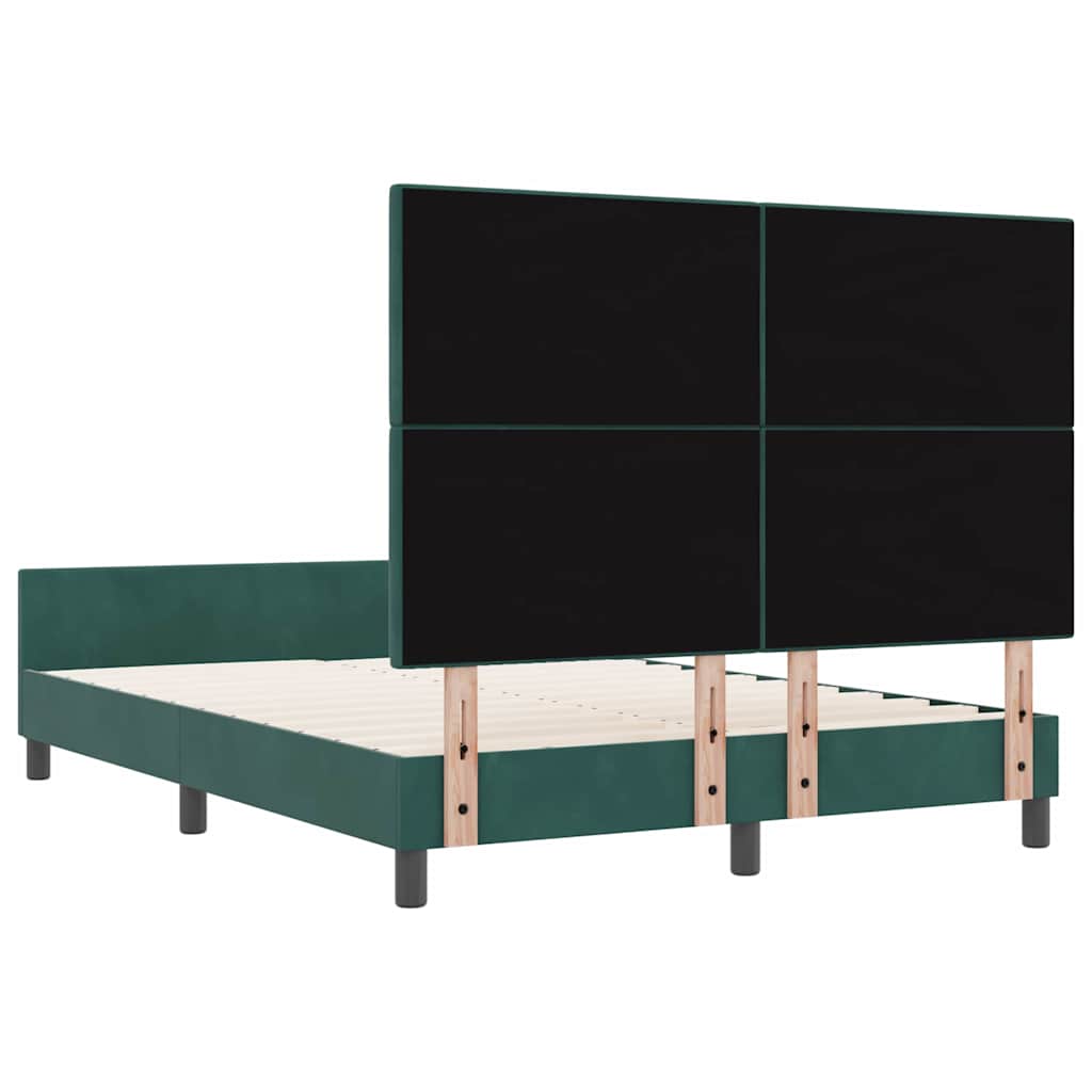 Κρεβάτι με ελατήρια Σκούρο Πράσινο 160 x 200 cm Βελούδο - Pakobazaar
