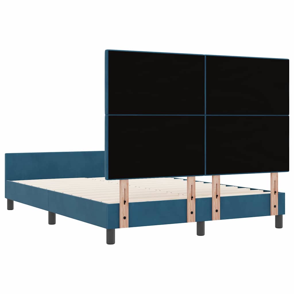 Κρεβάτι με ελατήρια Σκούρο Μπλε 160 x 200 cm Βελούδο - Pakobazaar