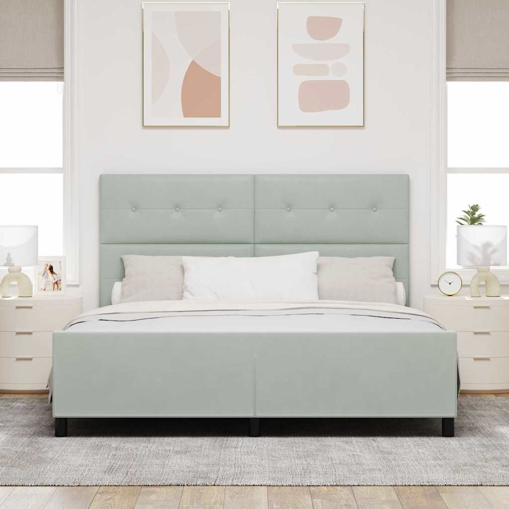 Κρεβάτι με ελατήρια Ανοιχτό γκρι 180 x 200 cm Βελούδο
