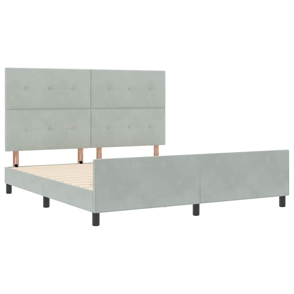 Κρεβάτι με ελατήρια Ανοιχτό γκρι 180 x 200 cm Βελούδο