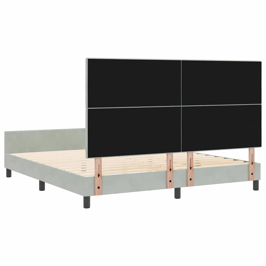 Κρεβάτι με ελατήρια Ανοιχτό γκρι 180 x 200 cm Βελούδο