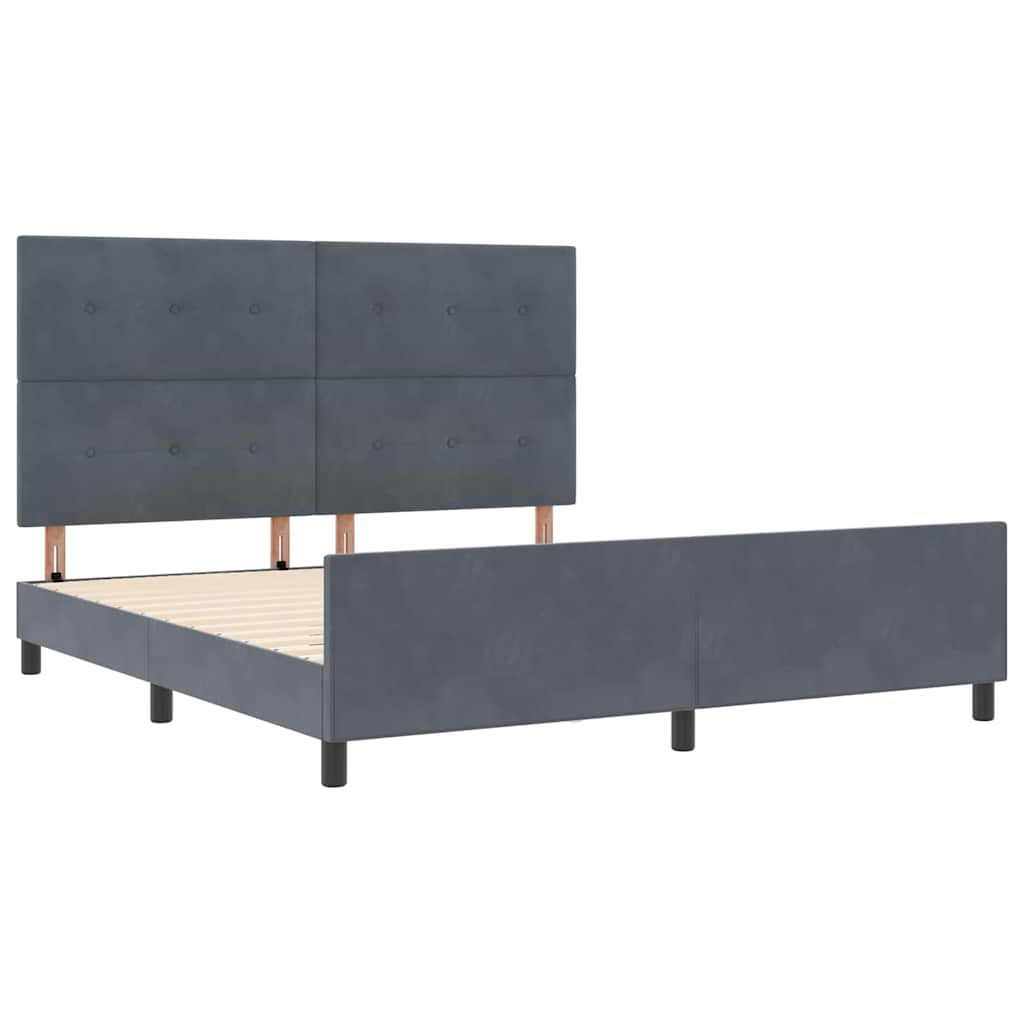 Κρεβάτι με ελατήρια Σκούρο γκρι 180 x 200 cm Βελούδο - Pakobazaar