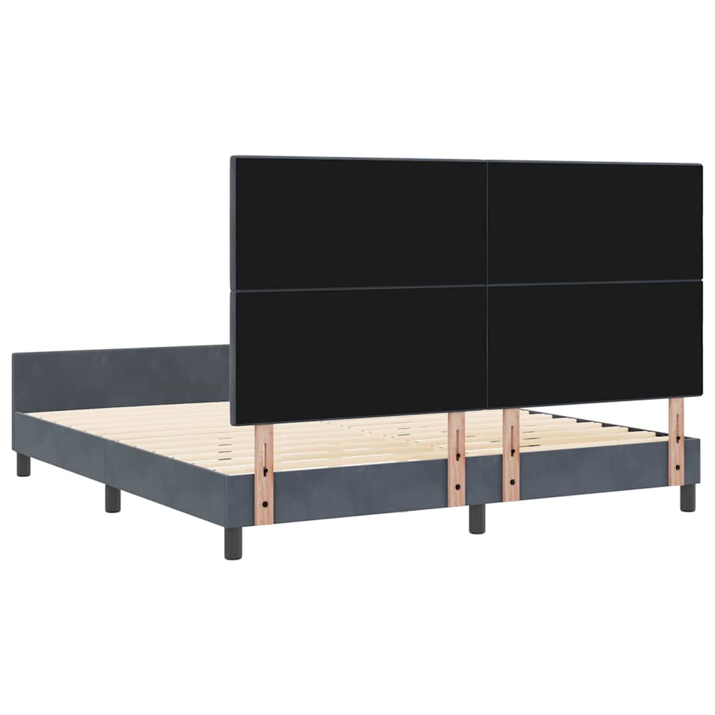 Κρεβάτι με ελατήρια Σκούρο γκρι 180 x 200 cm Βελούδο - Pakobazaar