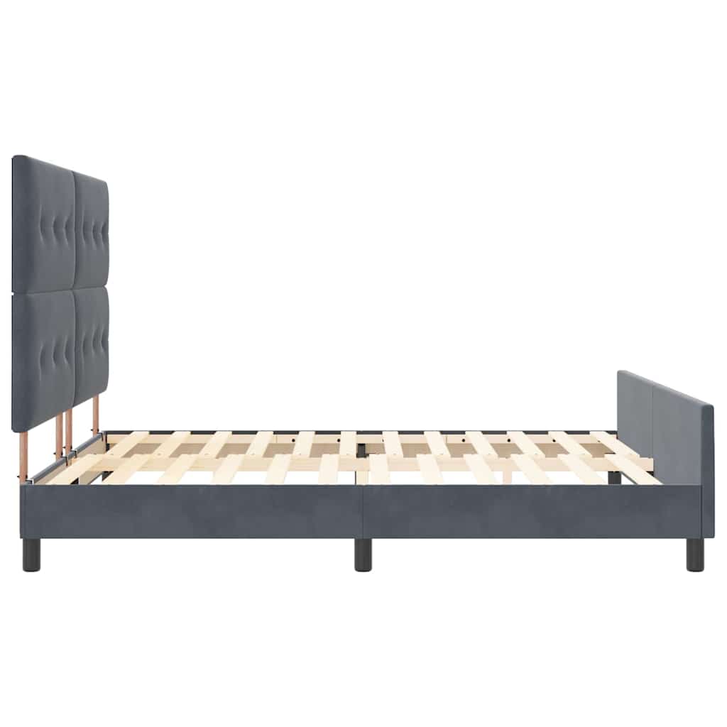 Κρεβάτι με ελατήρια Σκούρο γκρι 180 x 200 cm Βελούδο - Pakobazaar