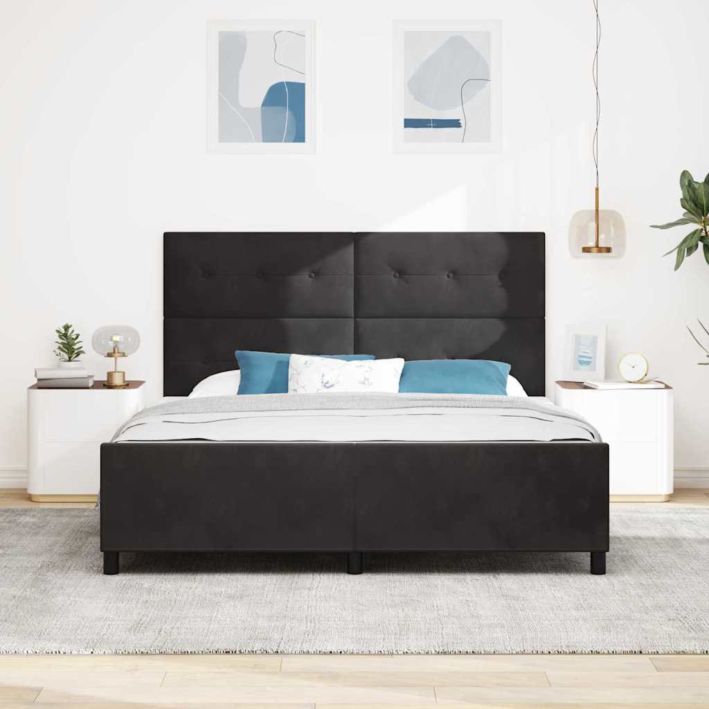Κρεβάτι με ελατήρια με κεφαλάρι Μαύρο 180 x 200 cm Βελούδο - Pakobazaar