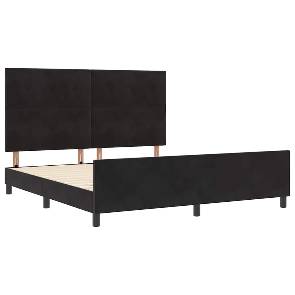 Κρεβάτι με ελατήρια με κεφαλάρι Μαύρο 180 x 200 cm Βελούδο - Pakobazaar