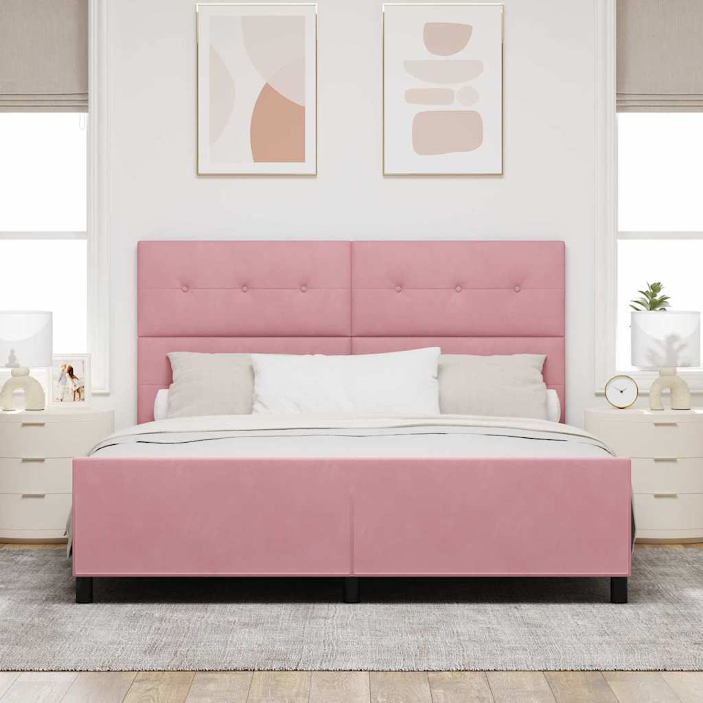 Κρεβάτι με ελατήρια με κεφαλάρι Ροζ 180 x 200 cm Βελούδο - Pakobazaar