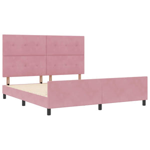Κρεβάτι με ελατήρια με κεφαλάρι Ροζ 180 x 200 cm Βελούδο - Pakobazaar