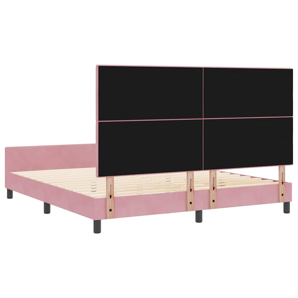 Κρεβάτι με ελατήρια με κεφαλάρι Ροζ 180 x 200 cm Βελούδο - Pakobazaar
