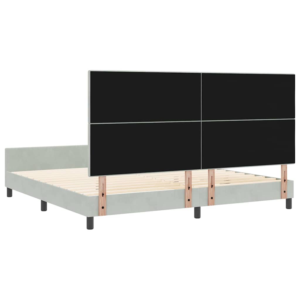 Κρεβάτι με ελατήρια Ανοιχτό γκρι 200 x 200 cm Βελούδο - Pakobazaar